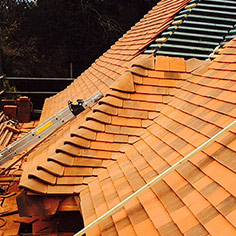 Mixed clay tile, old and new pattern finish